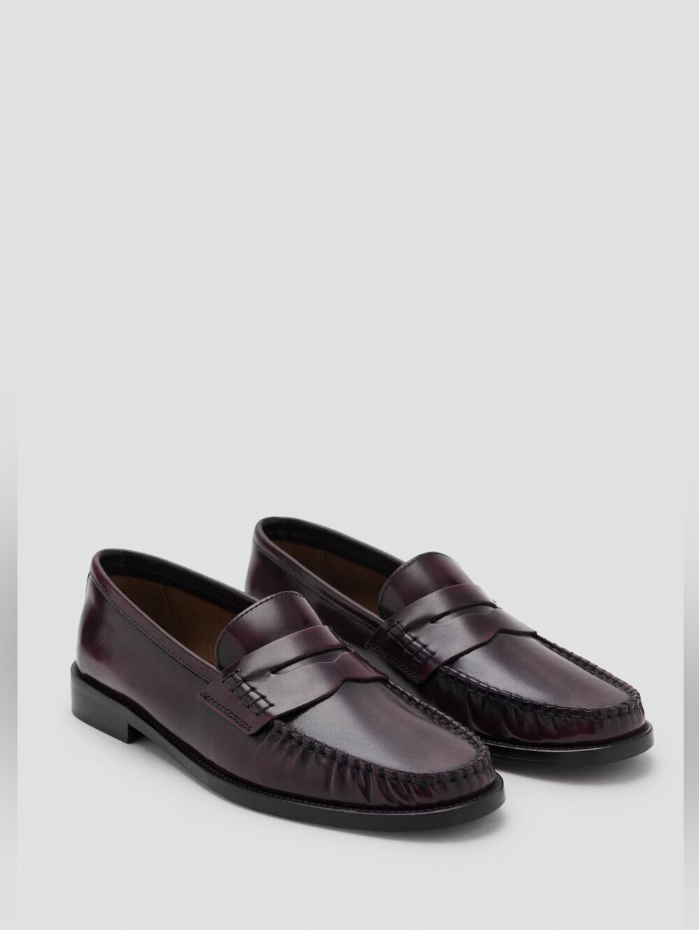 NWT Mango Gathered leather loafer
